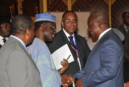 President of the ECOWAS Commission, Kadre Ouedrago, congratulating President Mahama