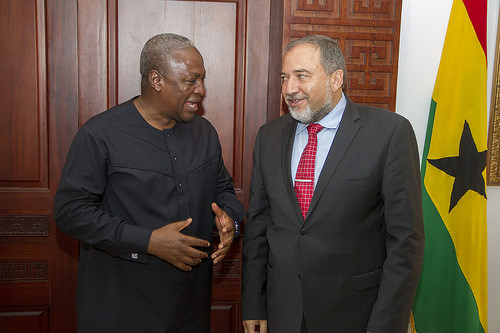 President Mahama interacting with Israeli Foreign Minister, Mr. Avigdor Liberman