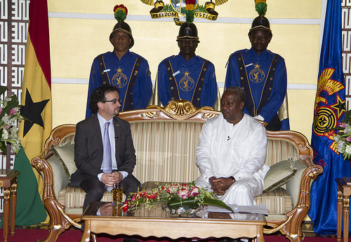 President Mahama with H.E. Jon Benjamin representing the United Kingdom of Great Britain & Northern Ireland