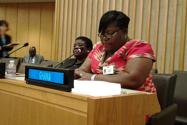 The Minister for Gender, Children and Social Protection, Hon Nana Oye Lithur at the 2014 Annual Session of the United Nations Children’s Fund (UNICEF) Executive Board.