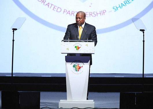 President John Mahama addressing the 3rd India-Africa Forum Summit in Delhi, India